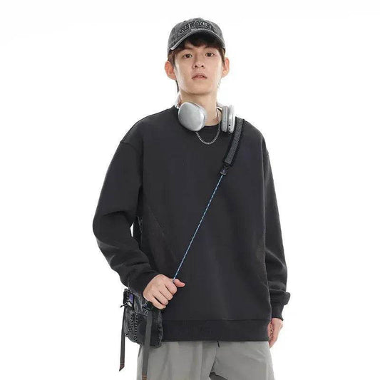 Retro plain Round Neck Pullover Sweater top For Men - Velora