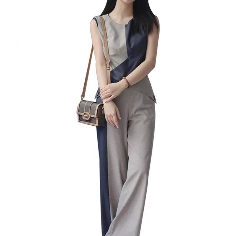 Wool Color Matching Sleeveless Jumpsuit Fashion Commuter - Velora