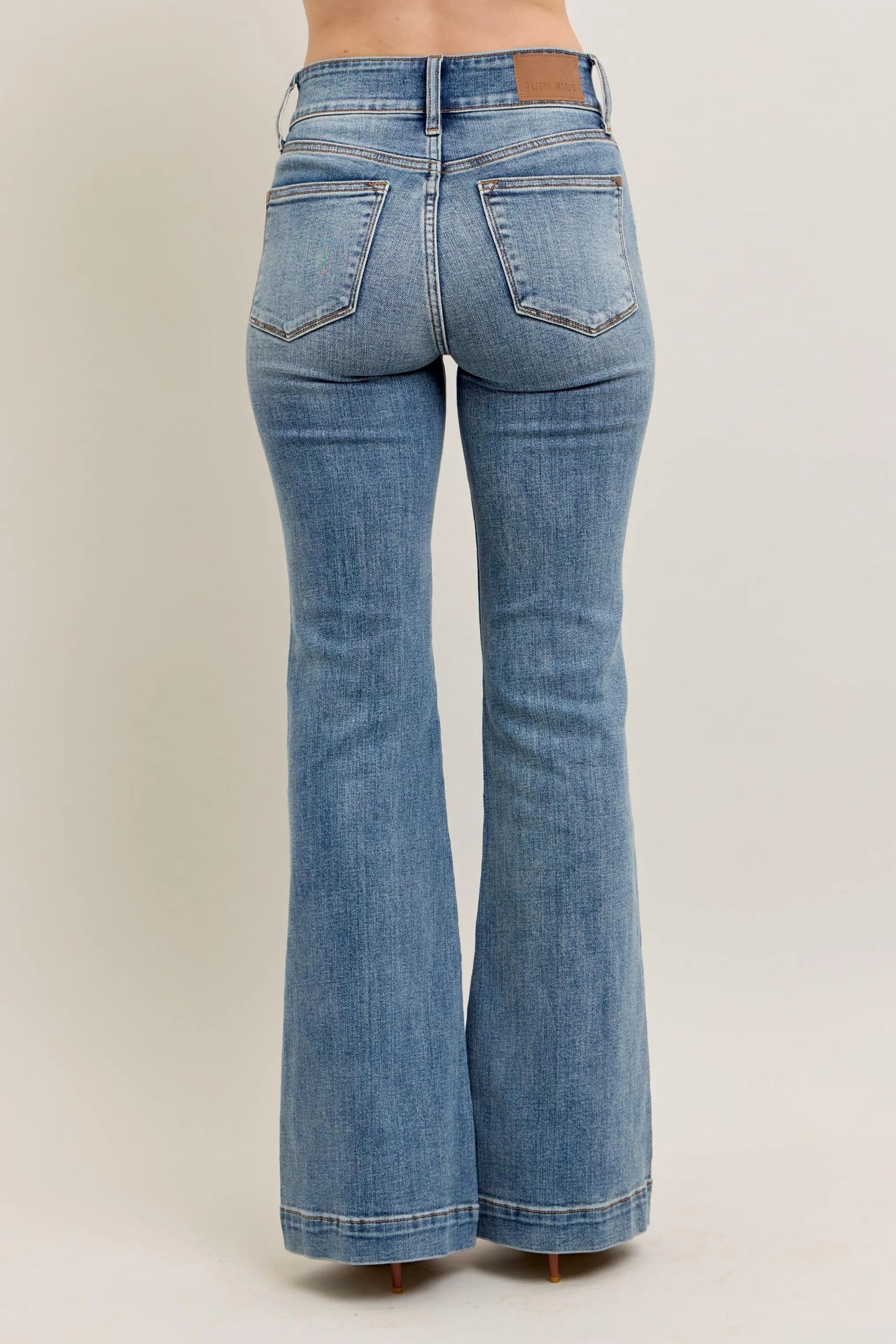 Judy Blue Full Size High-Waist Flare Denim Jeans with Front Seam Detail Plus Size - Velora