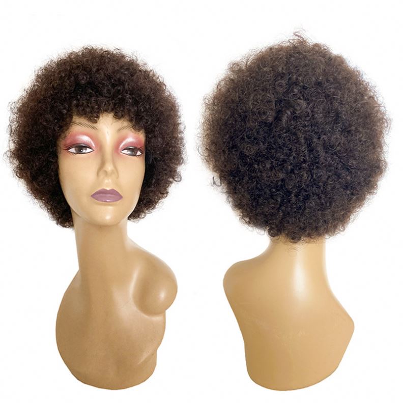 Afro curly Ful Wigs Short Pixie Cut Wig Curly Human Hair Wigs For Black Women