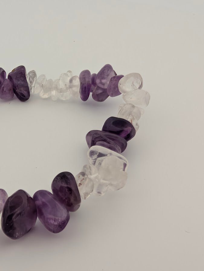 Amethyst & Clear Quartz Chip Bracelet