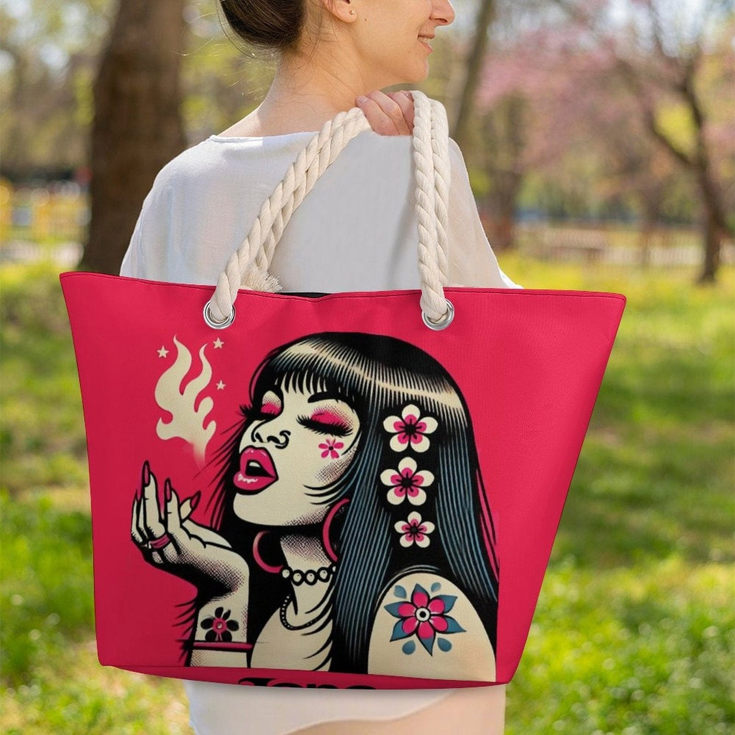 Pink Diesel Hemp rope tote bag - Velora