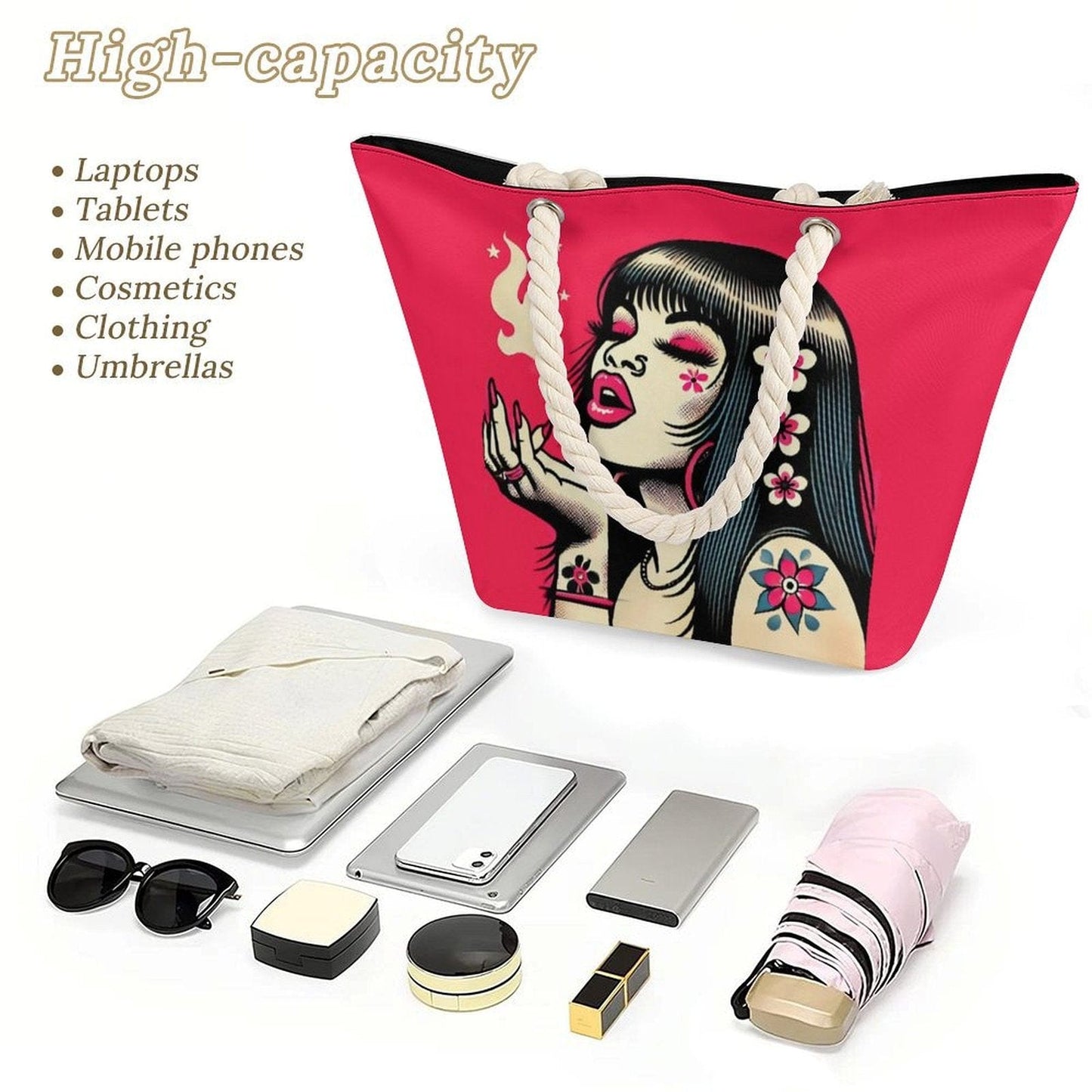 Pink Diesel Hemp rope tote bag - Velora