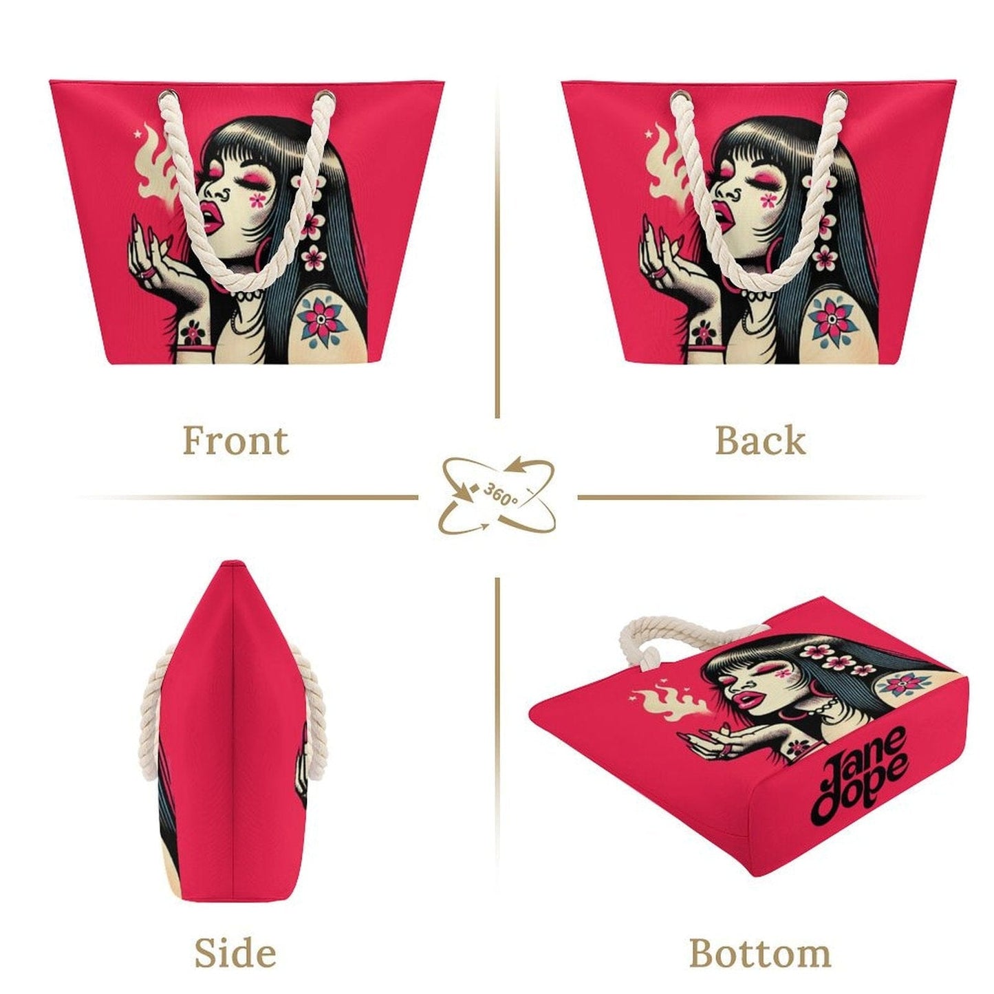 Pink Diesel Hemp rope tote bag - Velora
