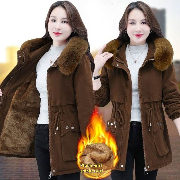 Women's Short Winter Loose Fleece Padded Coat - Velora