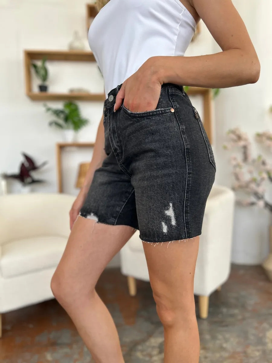 Judy Blue Full Size High Waist Rigid Magic Denim Shorts - Velora