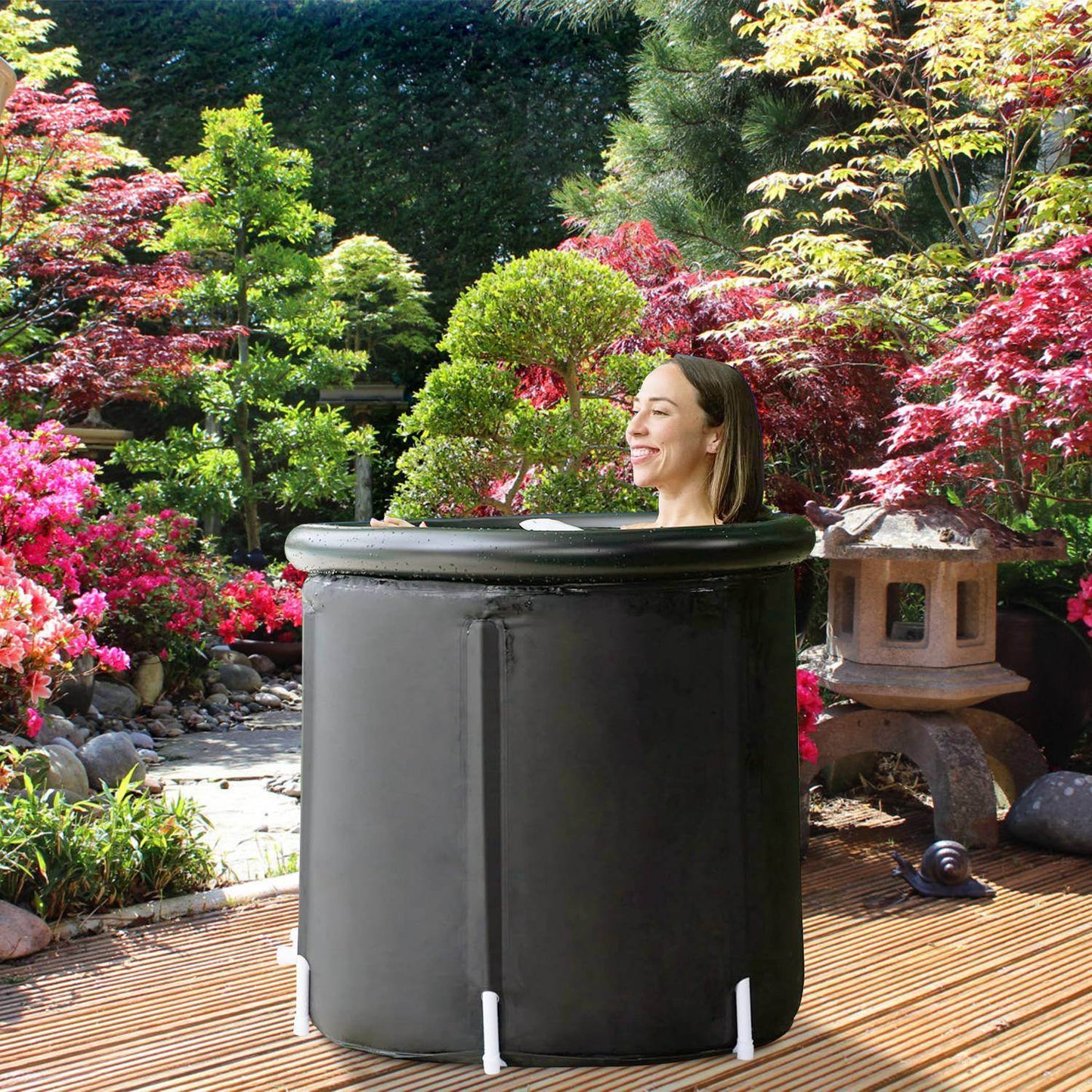 1Pc 97Gal Large Size Ice BathTub With Cover For Adults Athletes Recovery Cold Water Therapy Outdoor Portable Cold Plunge Tub 660LBS Load Capacity 33.46x33.46x29.52in - Velora