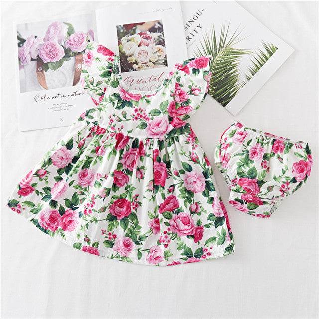 Cotton Baby Ruffled Floral Print Dress - Velora