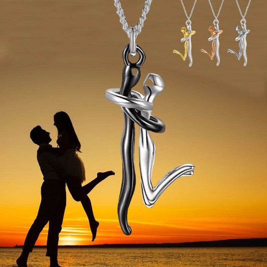 18K Love Hug Necklace Couple Anniversary Valentine's Day Gift Fashion Simple Temperament Clavicle Chain Pendant Necklace - Velora