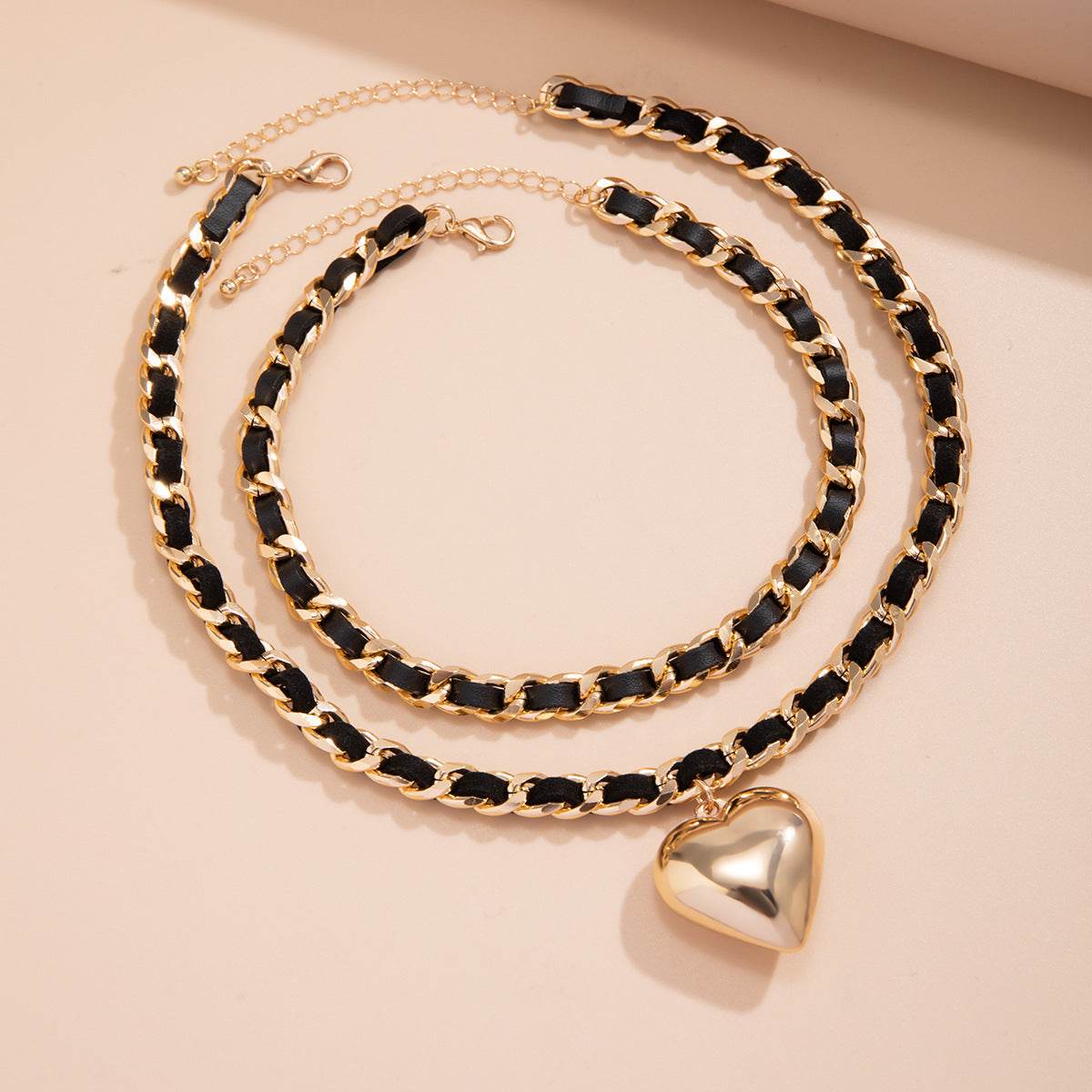 Big Love Double-layer Chains Design Necklace Women Street Punk Style Necklace Fashion Jewelry - Velora