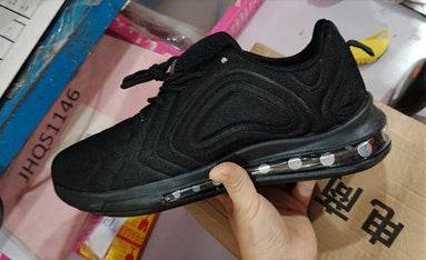 Casual Air Cushion Black Shoes Men Outdoor Breathable Lace-up Sneakers Running Sports Shoes - Velora