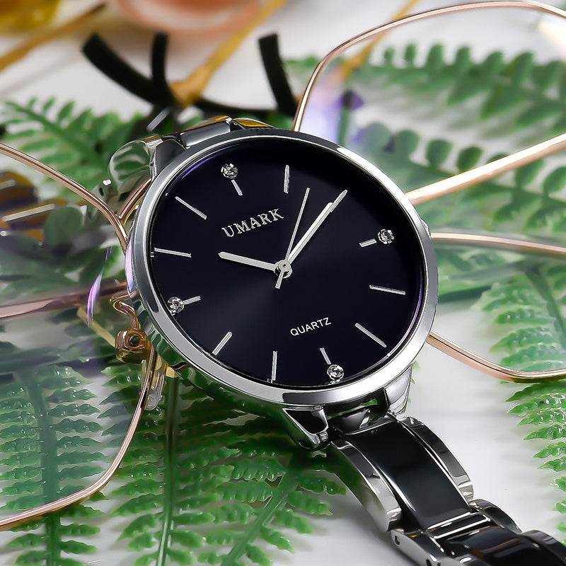 Ladies Ceramic Diamonds Waterproof Quartz Watch - Velora