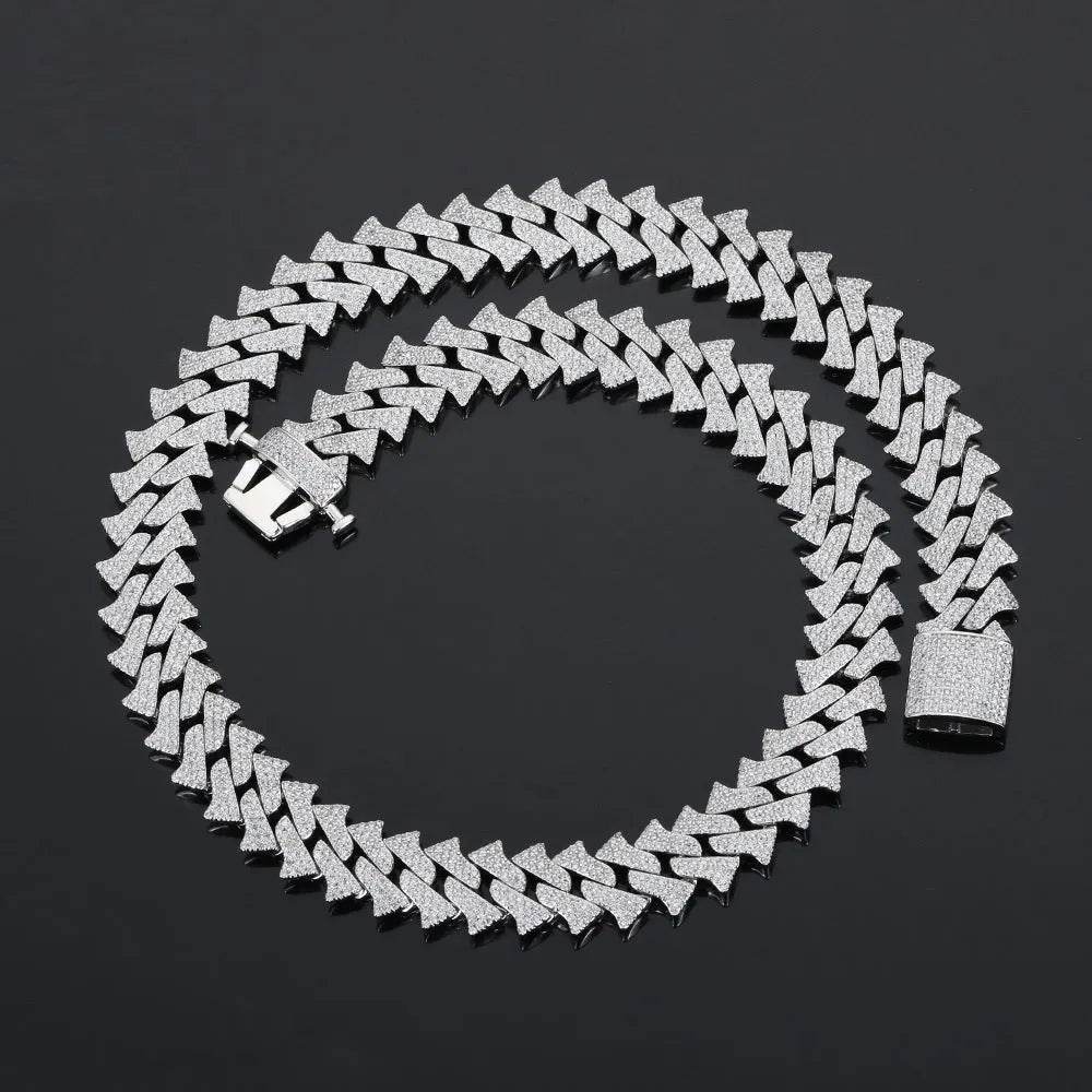 14mm Men's Hip Hop Zircon Thorns Cuban Link Chain - Velora