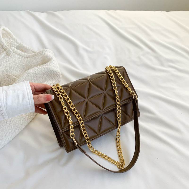 Western Style Rhombus Embroidery Thread Shoulder Messenger Bag - Velora