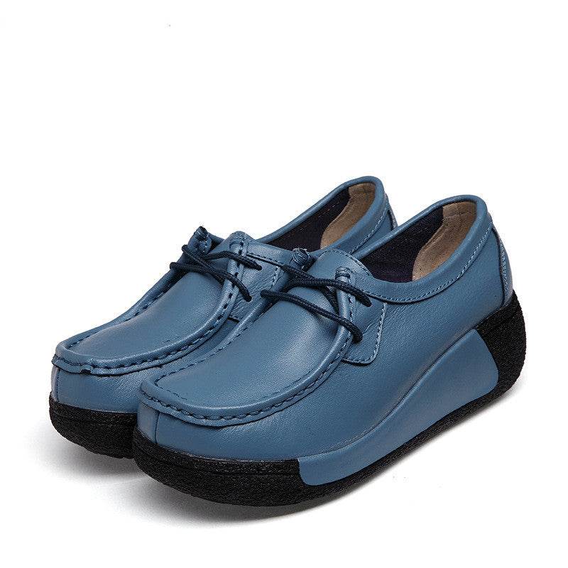 Direct manufacturers with thick soles muffin ladies casual shoes leather shoes with a solid set foot on behalf of the British - Velora