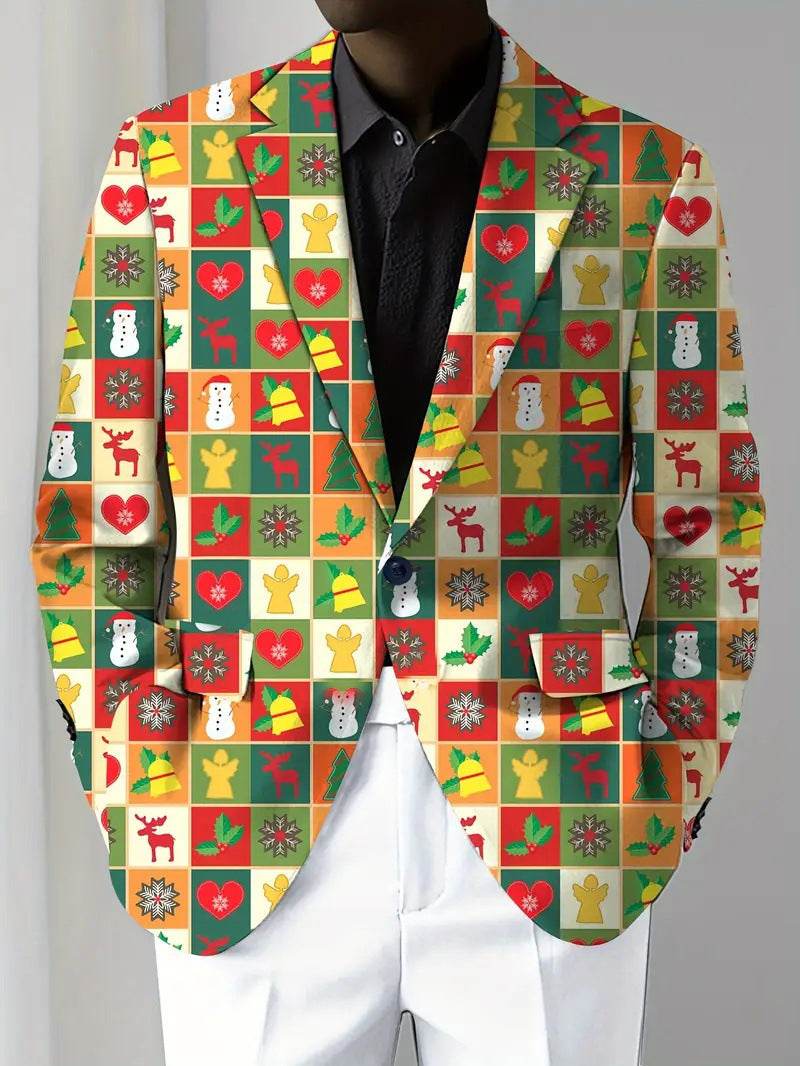 Christmas Series Cartoon Anime Men's Long-sleeved Coat - Velora
