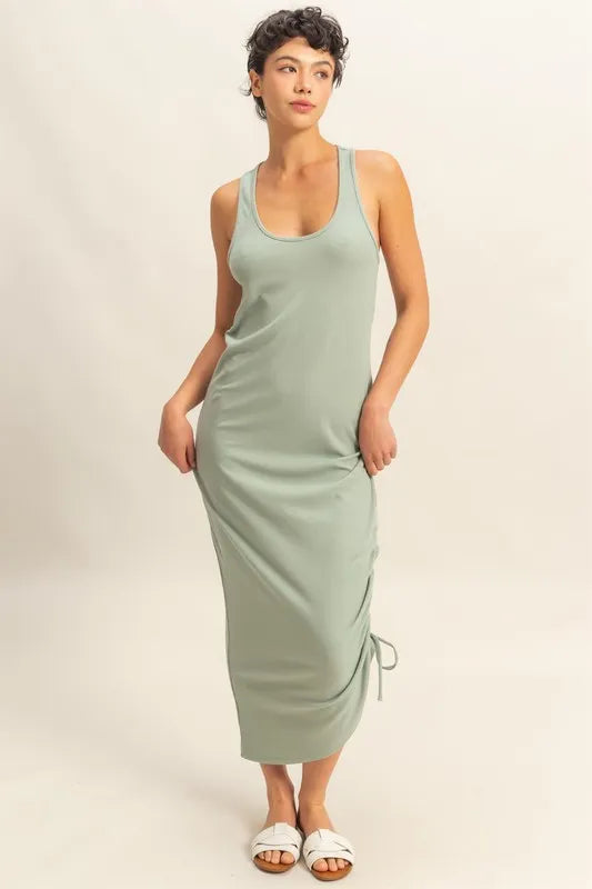 HYFVE Scoop Neck Side Tie Detail Midi Dress - Velora