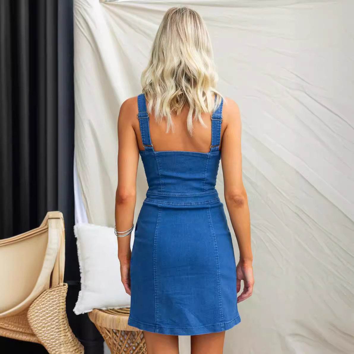 Spring And Summer Casual Slim Fit Denim Sleeveless Dress - Velora