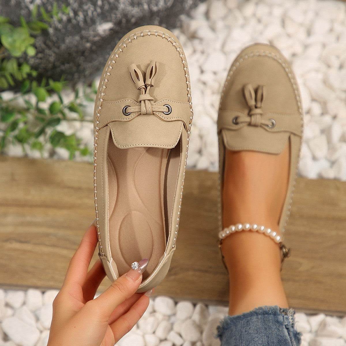 Women's Round Head Loafers Fashion Non-slip Soft Comfortable Flats Shoes - Velora
