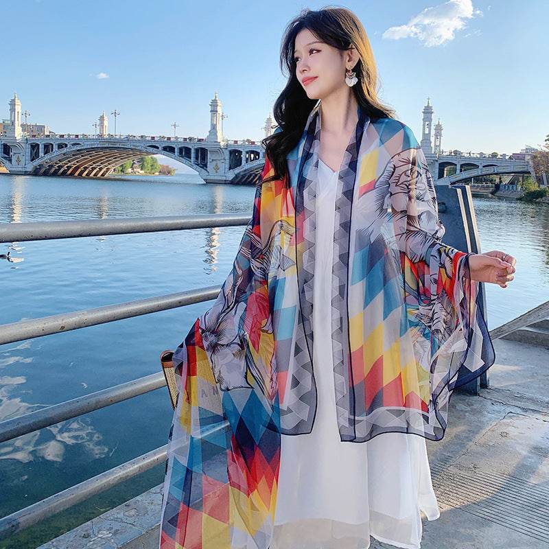 Beach Travel Long Outer Match Shawl - Velora