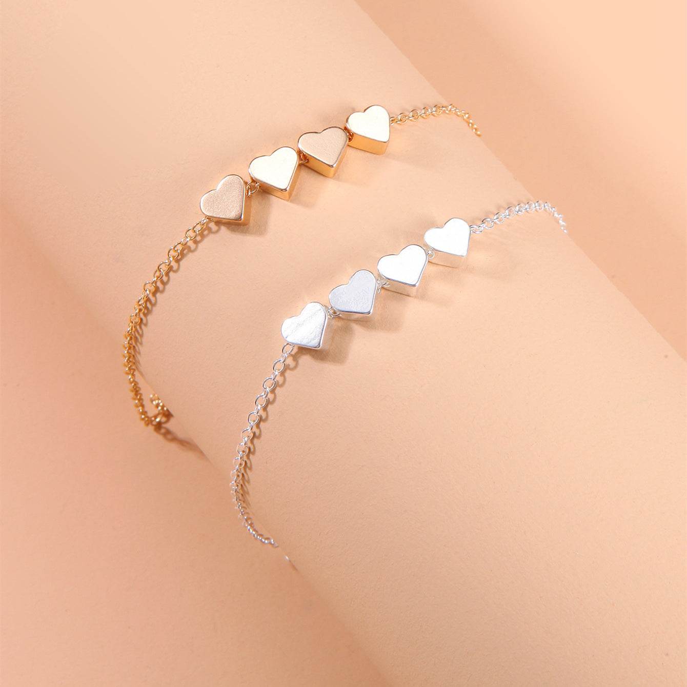Fashion Jewelry Exquisite New Korean Fashion Temperament Simple Thin Chain Heart Bracelet For Women Girls Birthday Party Jewelry Gift - Velora