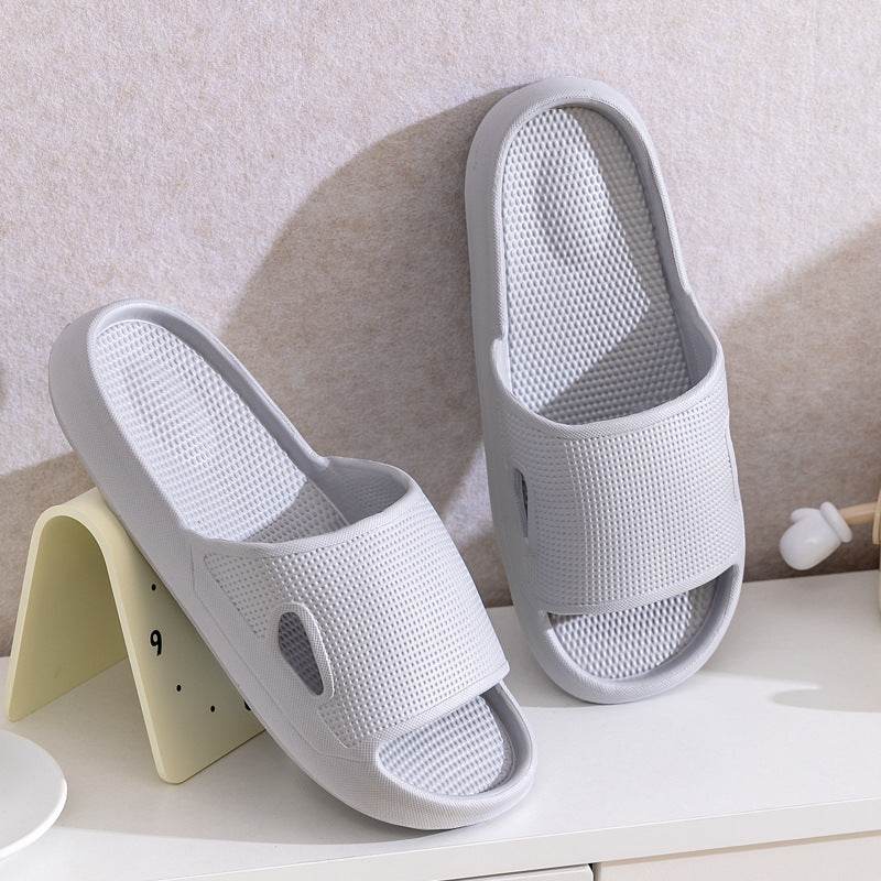 Solid Color Thick Bottom Home Slippers Summer Non-slip Floor Bathroom Slipper Women Men Couples Shoes - Velora