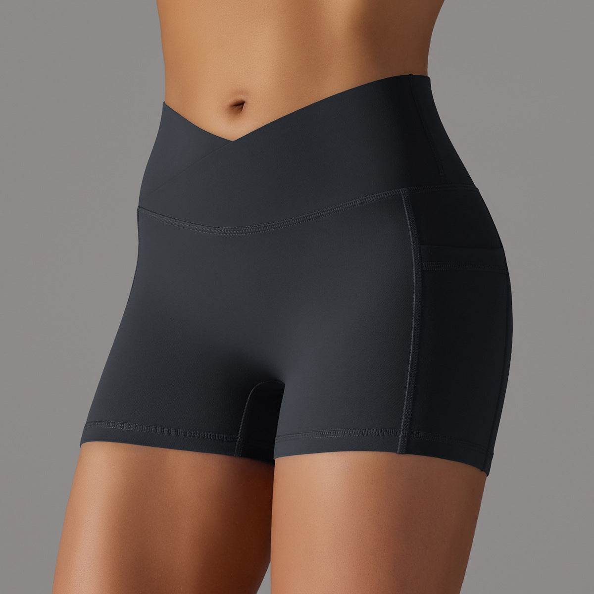 Yoga Shorts With Phone Pocket Design Fitness Sports Pants For Women Clothing - Velora