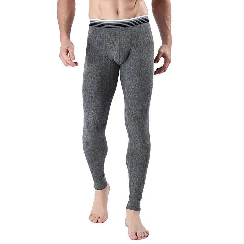 Men's Cropped Long Johns Warm-keeping Pants Cotton Belly-contracting Thin Bottoming Trousers - Velora
