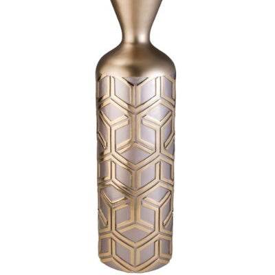22 Tall Polyresin Decorative Vase, Weave Rose Gold Design - Velora