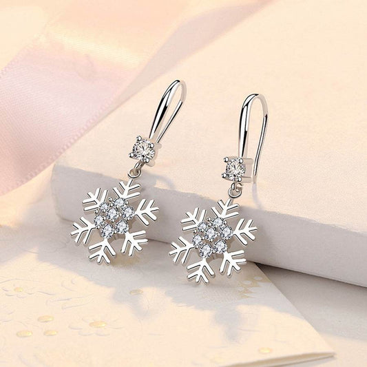 Temperament Snowflake Earrings With Rhinestones Fashion Personalized Christmas Earrings For Women Jewelry - Velora