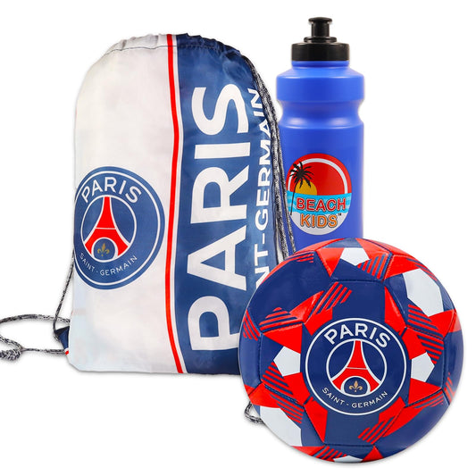 Paris Saint Germain Soccer Ball Size 5 Set - Bundle with PSG Soccer Ball Official Match Weight (Deflated) PSG Soccer Bag and Water Bottle | World Cup Paris Saint Germain Soccer Ball Set