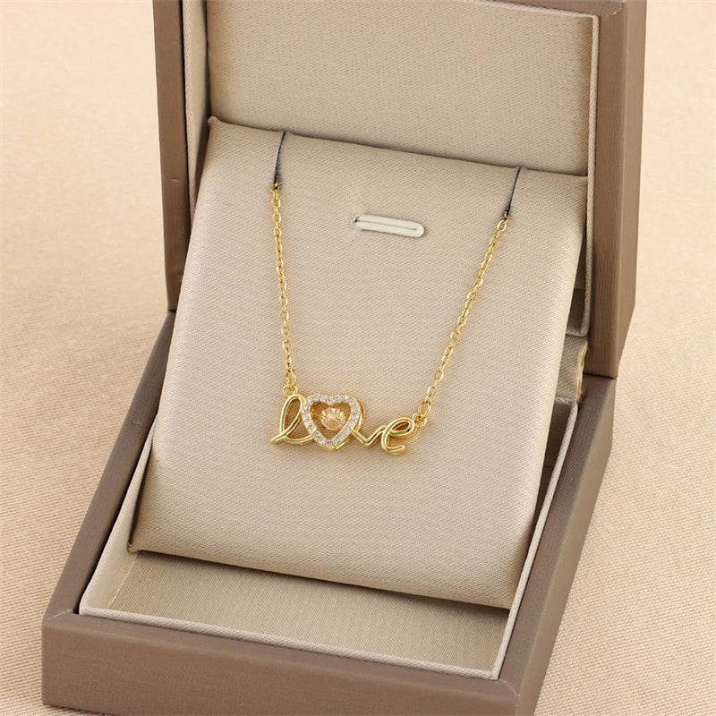 Valentines Day Gift New Titanium Steel Necklace Fashion New Love Smart Necklace Female Clavicle Chain Fashion Jewelry Woman - Velora