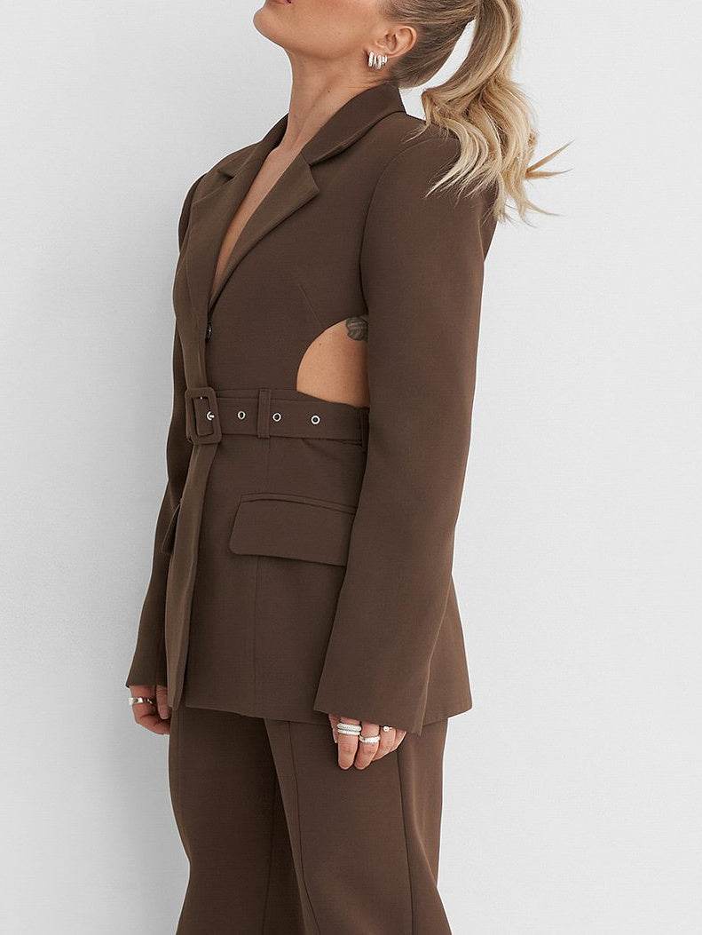 Cutout Open Back Lace-up Blazer - Velora