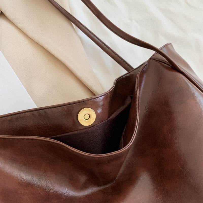 Fashion Handbag New Autumn And Winter Japanese And Korean Large Capacity Soft Leather Shoulder Bag Retro Casual Handbag - Velora