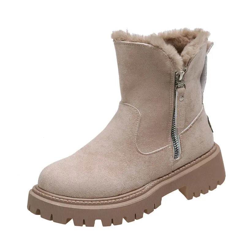 Thick Plush Snow Boots Women Faux Suede Non-slip Winter Shoes - Velora