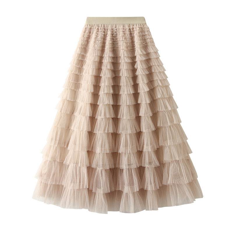 Cake Skirt Women's White Gauze long Layered tulle Skirt - Velora