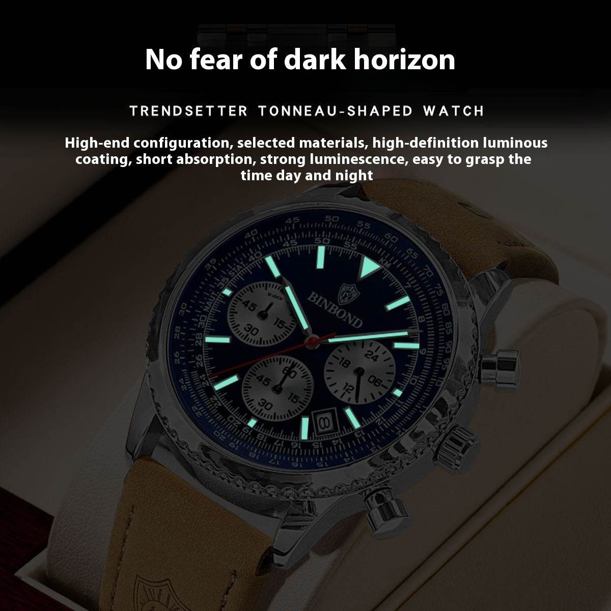 Men's Multi-functional Ultra-thin Business Style Leather Belt Waterproof Luminous Calendar Watch - Velora