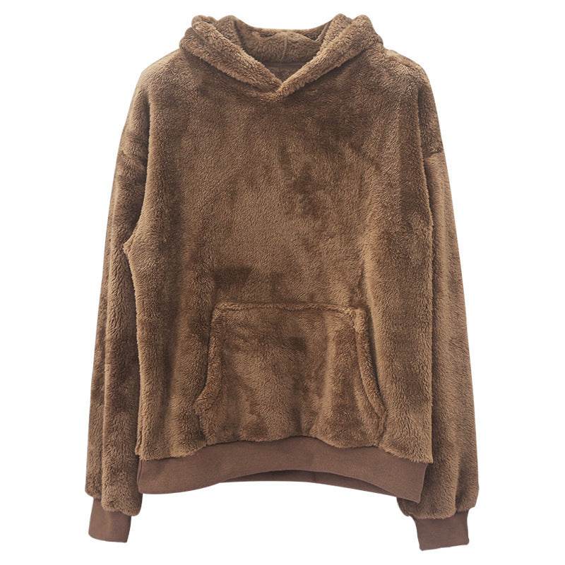 Double-sided Velvet Hooded Sweater Men's Plush Sweatshirt With Pockets - Velora