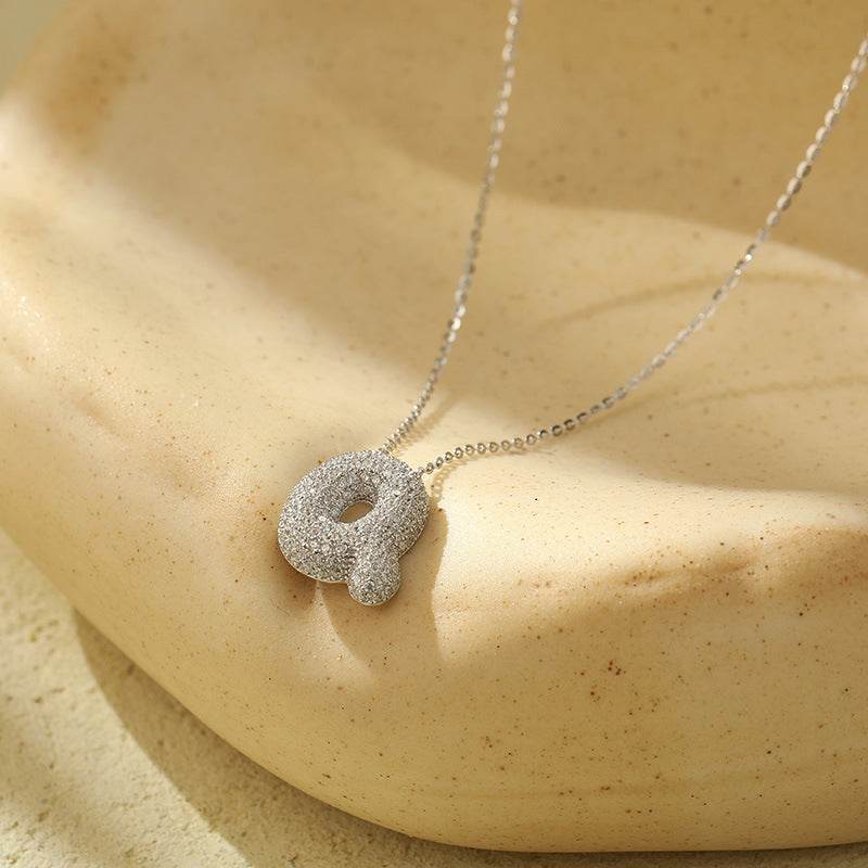 Silver 26 Letter Bubble Necklace For Women Full Diamond - Velora