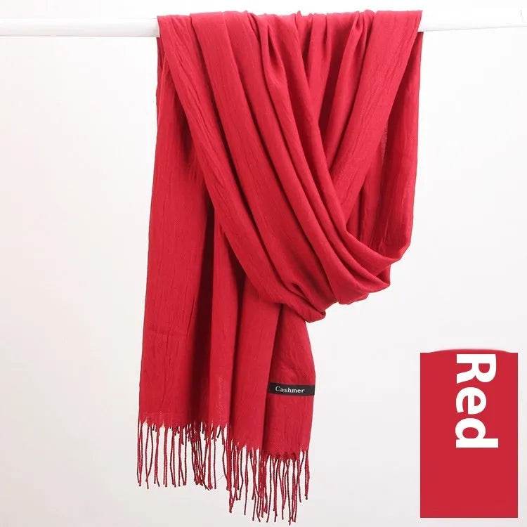 Pure Color Warm Keeping Scarf All-match Cashmere Shawl - Velora