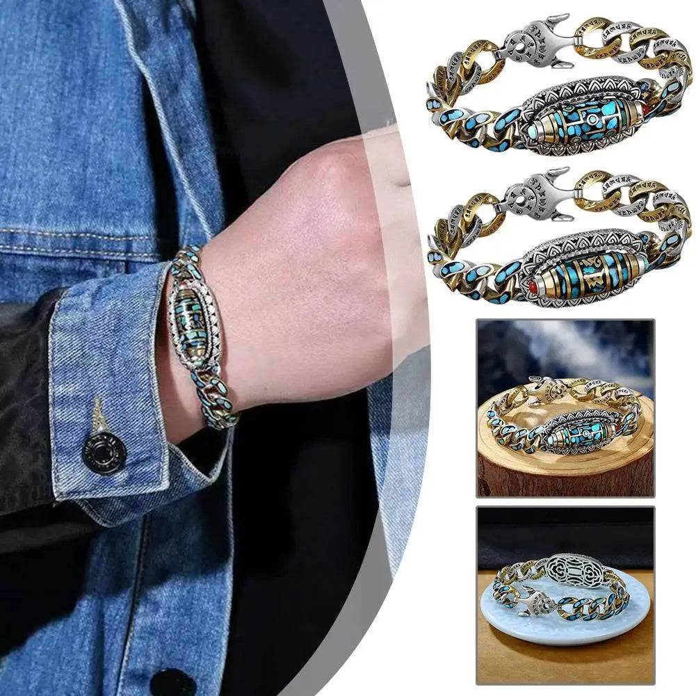 Fashion Jewelry New Men's Bracelet Personality Retro Transfer Rotating Nine Eye Pearl Bracelets High-end Gift - Velora