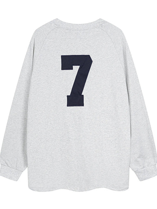 Men's Number 7 Round Neck Long Sleeve Sweatshirt - Velora