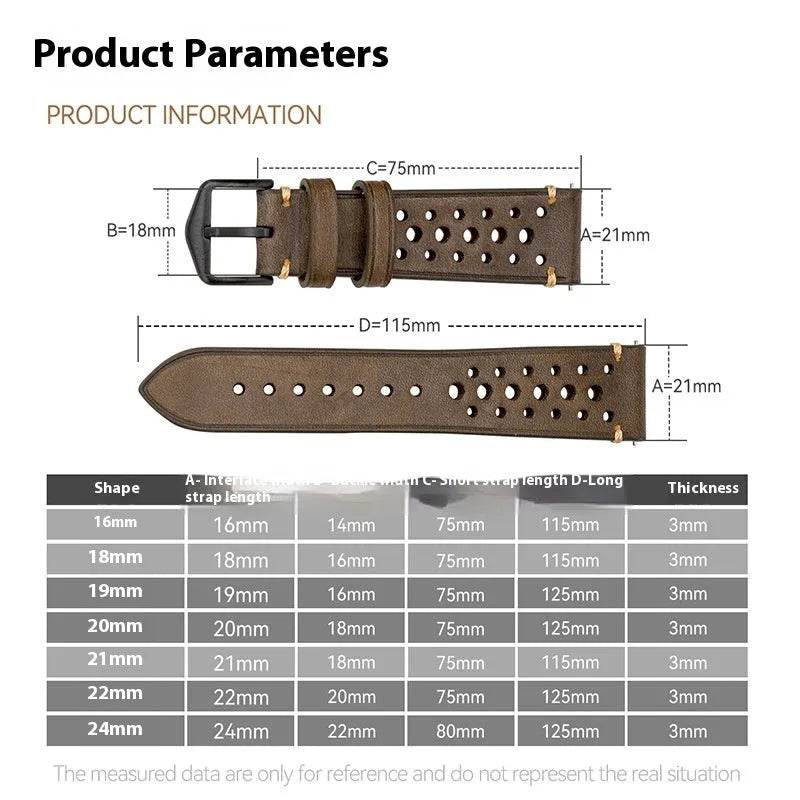 20mm Watch First Layer Cow Leather Watch Strap Retro Comfort - Velora