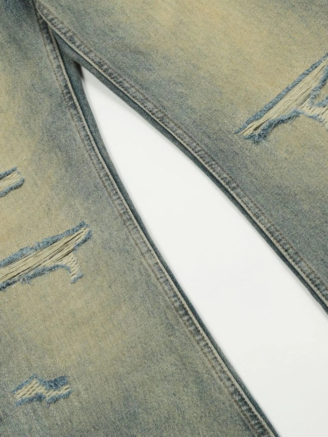 Men's Distressed High-Waist Straight Leg Jeans - Velora