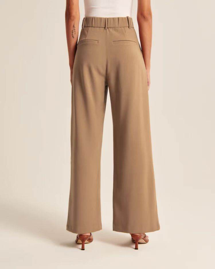 High Waist Straight Trousers With Pockets Wide Leg Casual Pants For Women - Velora