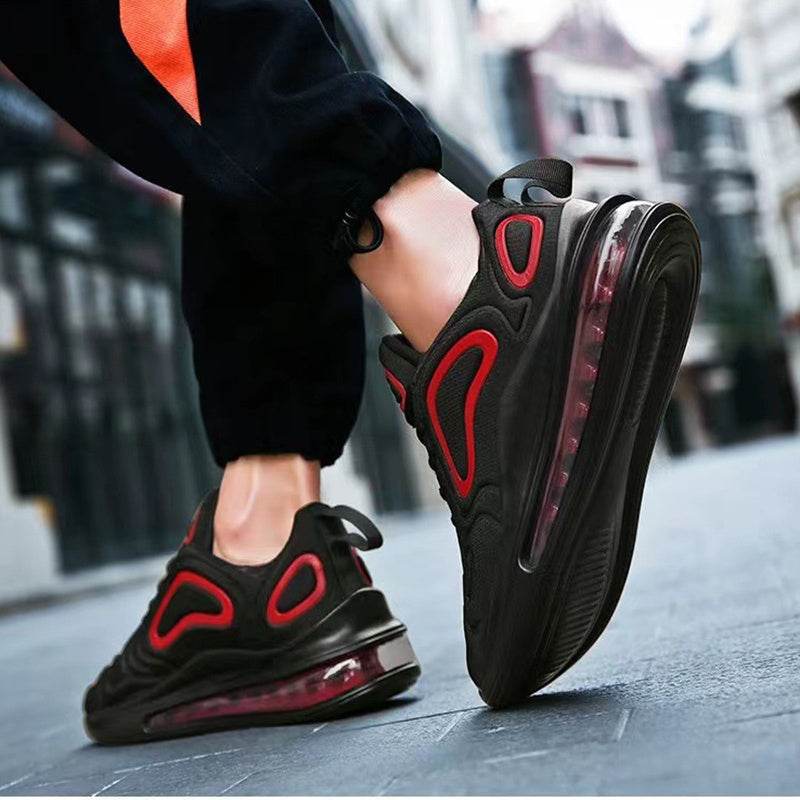 Casual Air Cushion Black Shoes Men Outdoor Breathable Lace-up Sneakers Running Sports Shoes - Velora