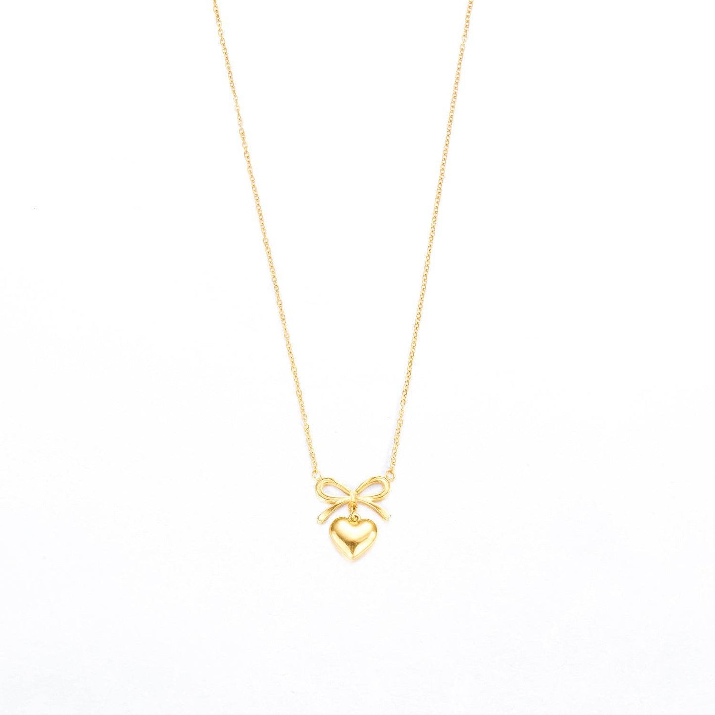 Stainless Steel New Fashion Fine Waterproof Jewelry Love Heart Bowknot Shape Charm Chain Choker Necklaces Pendant For Women Fashion Jewelry - Velora