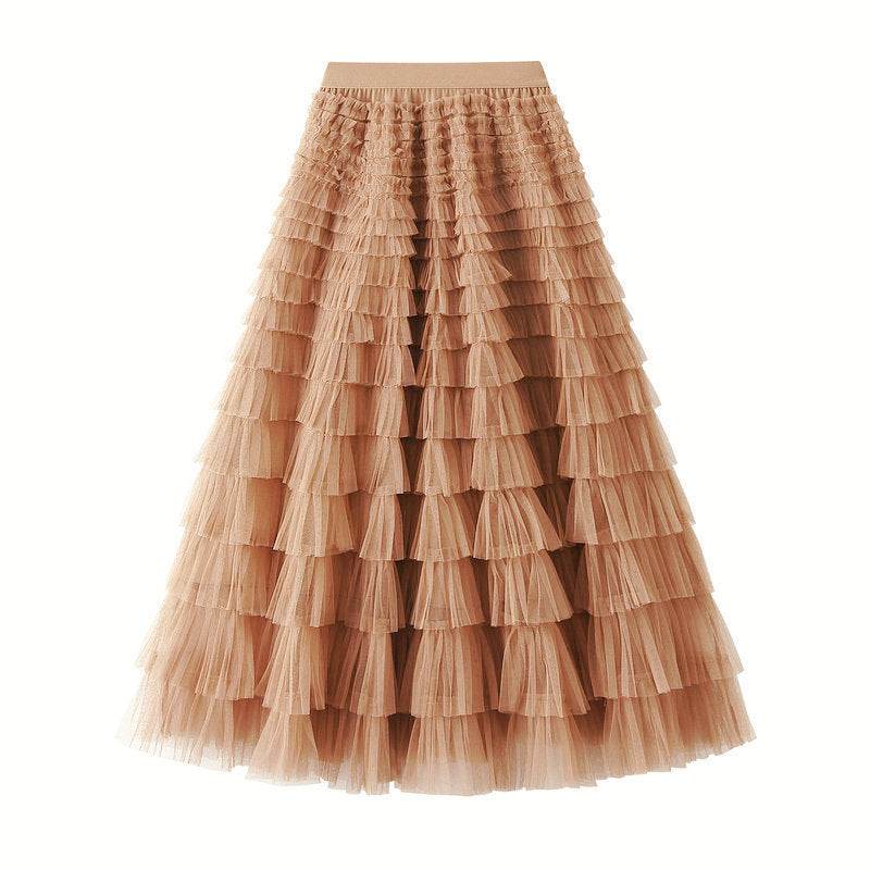 Cake Skirt Women's White Gauze long Layered tulle Skirt - Velora