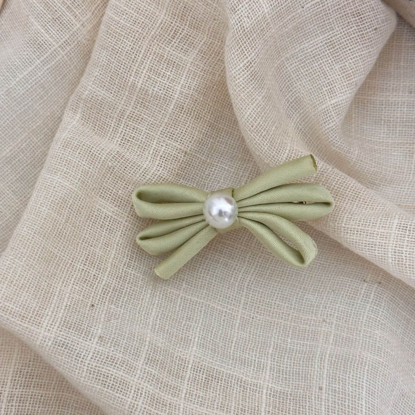 Side Clip Bangs Pearl Bow A Pair Of Hairclips Duckbill Clip - Velora