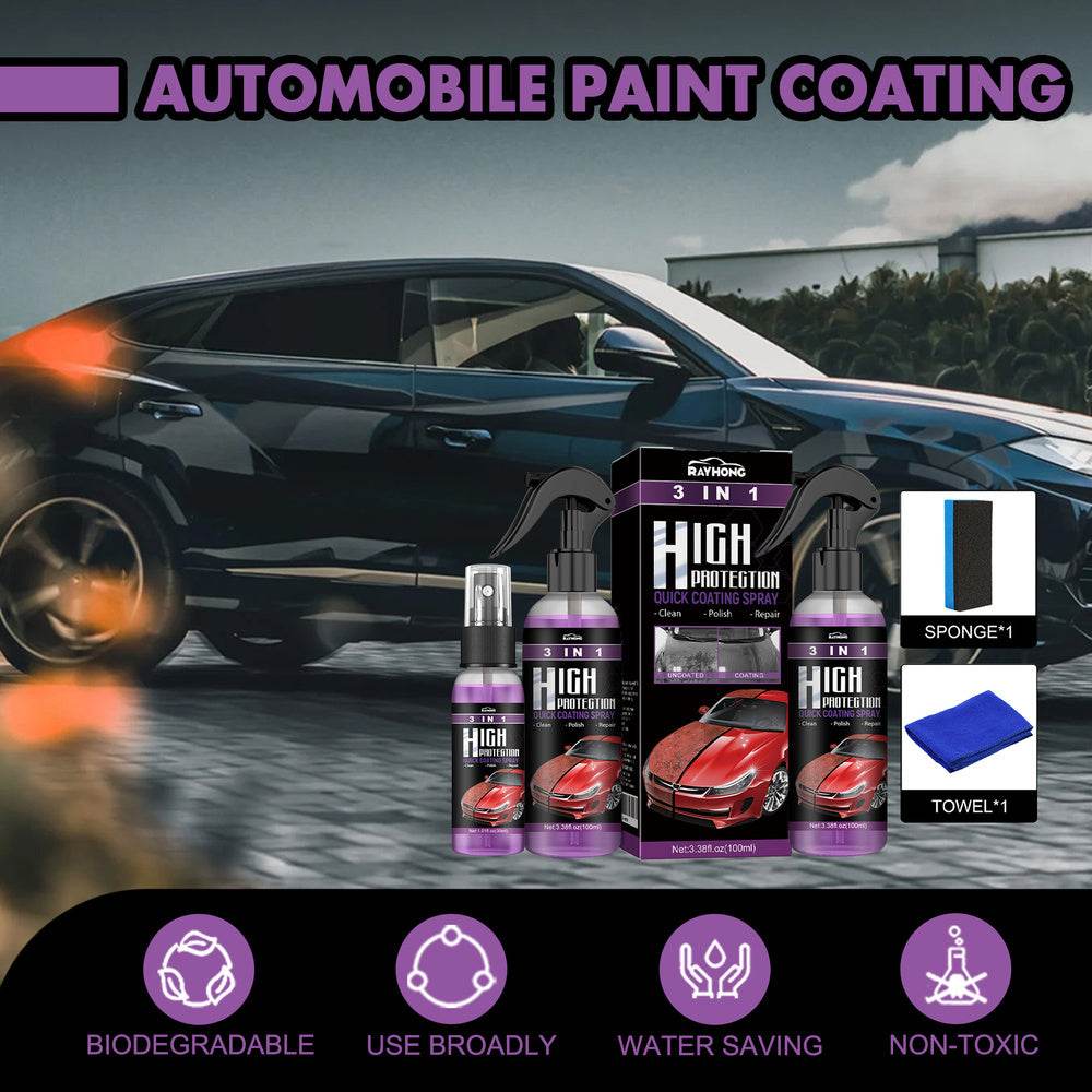RAYHONG 3-in-1 High Protection Car Coating Spray - TikTok-Trending DIY Paint Protection - Quick Color Change, Cleaning & Shine - Universal For All Vehicles - Velora